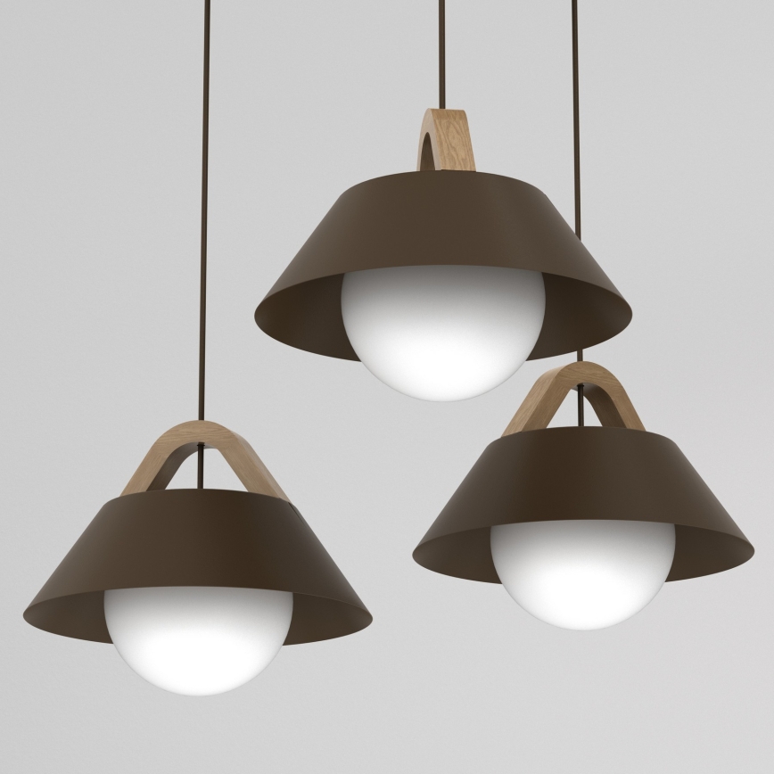 Luster na lanku FUNDA 3xE27/15W/230V hnedý
