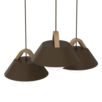 Luster na lanku FUNDA 3xE27/15W/230V hnedý