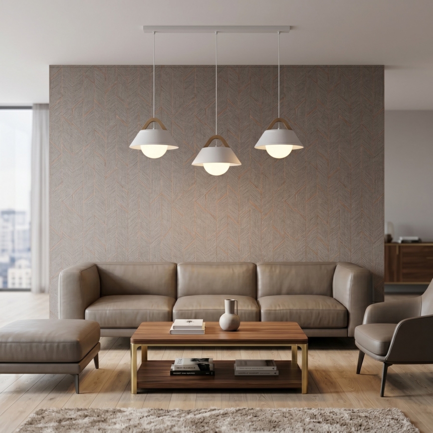 Luster na lanku FUNDA 3xE27/15W/230V krémový