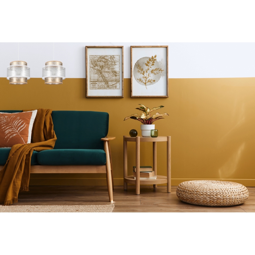 Luster na lanku GABI 2xE27/60W/230V zlatá/biela