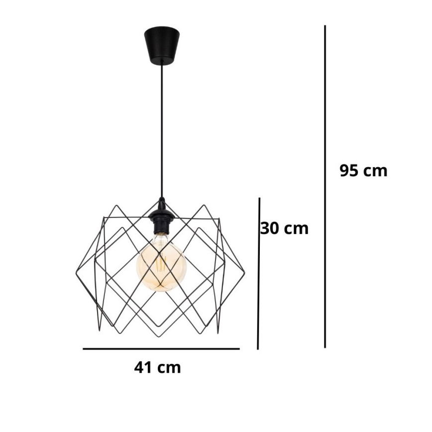 Luster na lanku GALL 1xE27/60W/230V čierna
