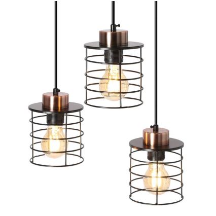 Luster na lanku GLOB 3xE27/40W/230V čierna