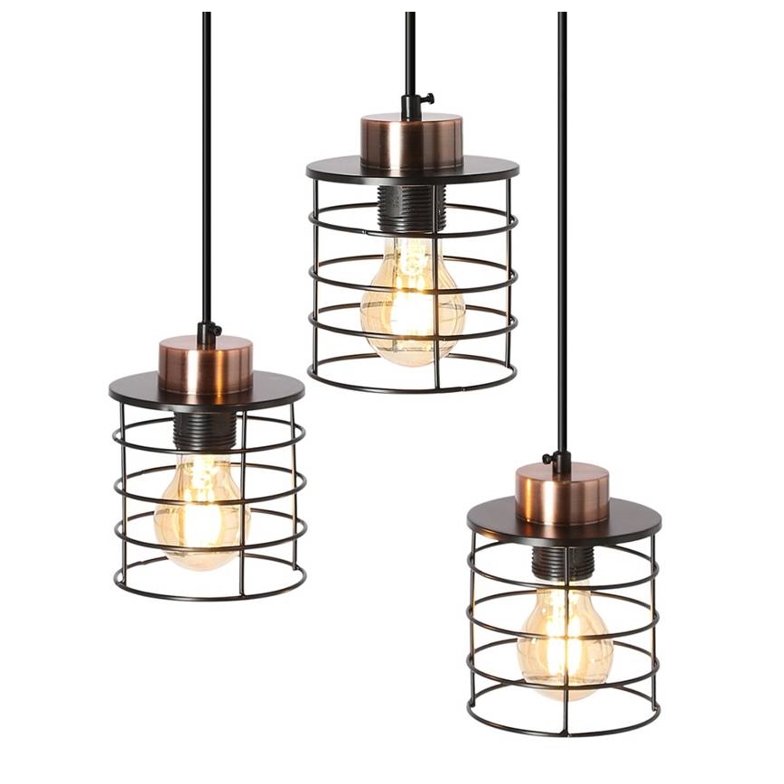 Luster na lanku GLOB 3xE27/40W/230V čierna