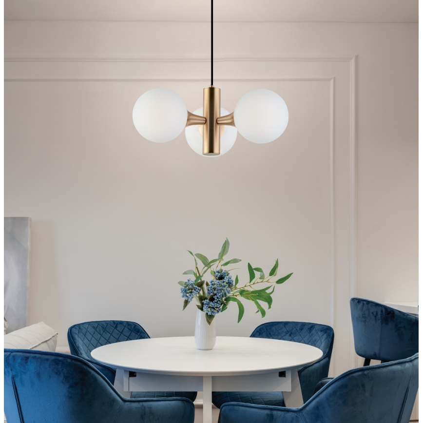 Luster na lanku GLOBE 3xE14/7W/230V zlatý