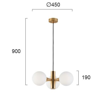 Luster na lanku GLOBE 3xE14/7W/230V zlatý