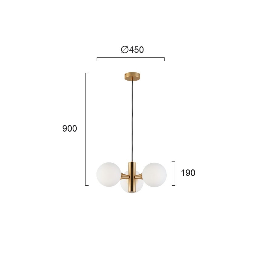 Luster na lanku GLOBE 3xE14/7W/230V zlatý