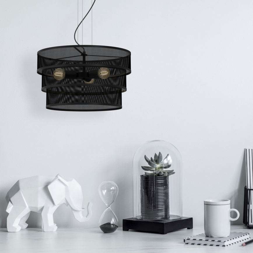 Luster na lanku GLUM 3xE27/60W/230V čierna