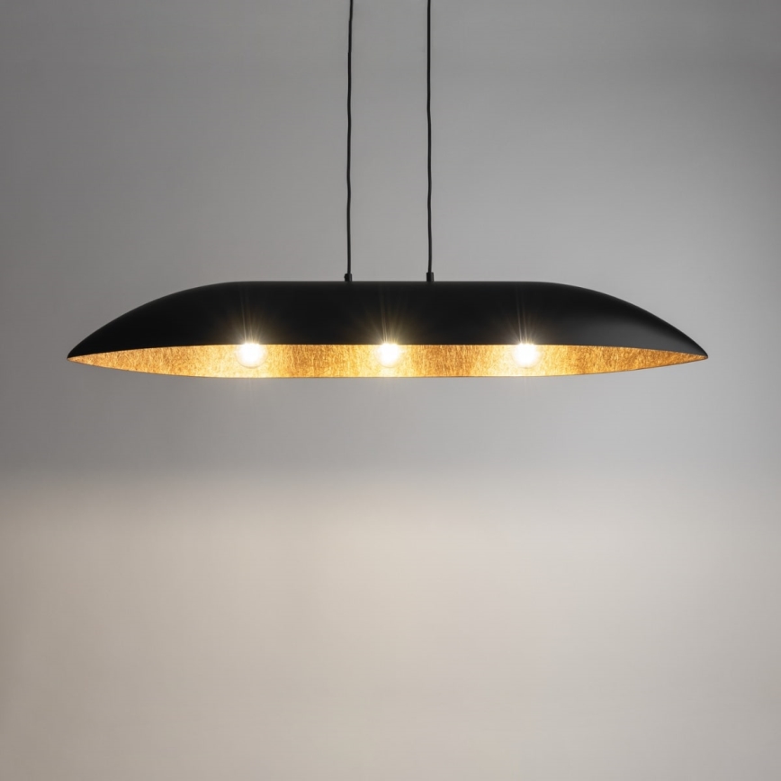 Luster na lanku GONDOLA 3xE27/60W/230V čierna/medená