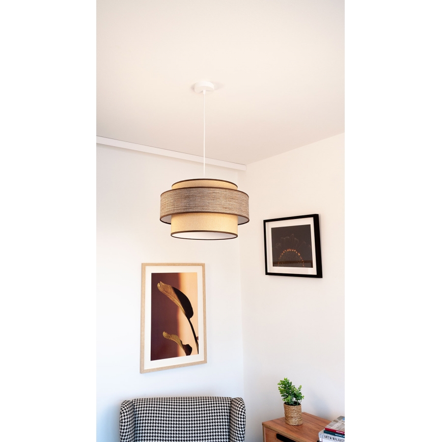 Luster na lanku GRACE 1xE27/60W/230V béžová/hnedá
