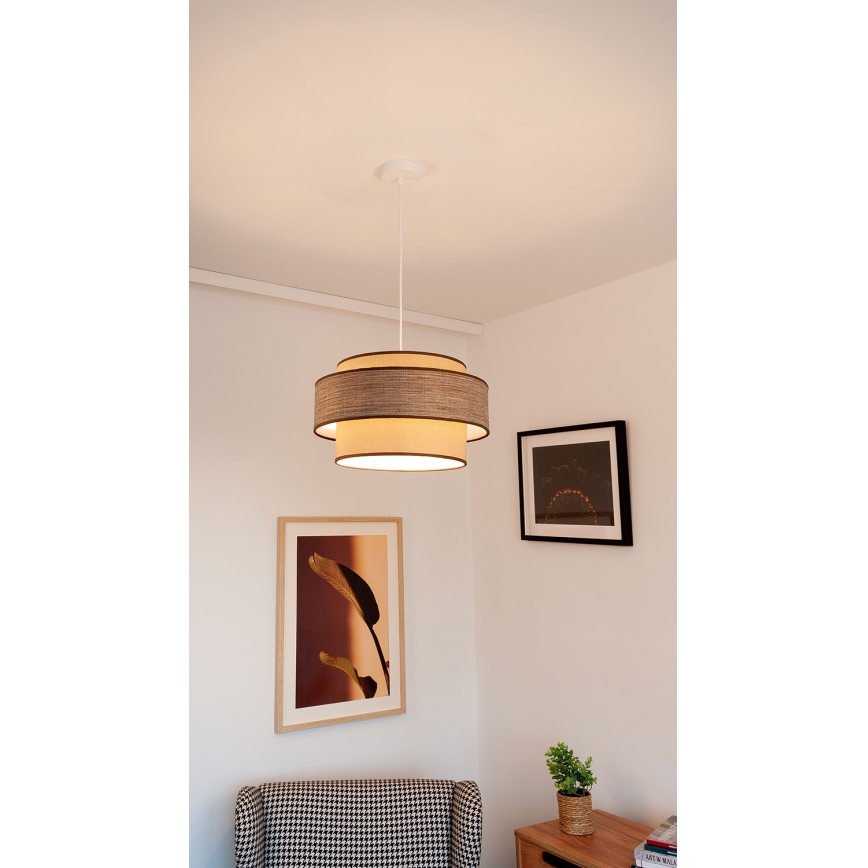 Luster na lanku GRACE 1xE27/60W/230V béžová/hnedá