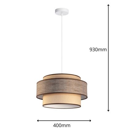 Luster na lanku GRACE 1xE27/60W/230V béžová/hnedá
