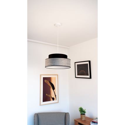 Luster na lanku GRACE 1xE27/60W/230V čierna/šedá