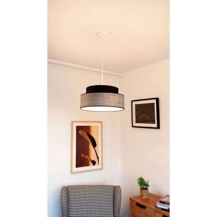 Luster na lanku GRACE 1xE27/60W/230V čierna/šedá