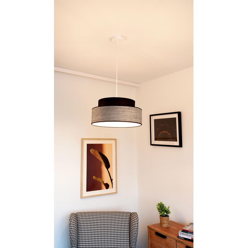 Luster na lanku GRACE 1xE27/60W/230V čierna/šedá