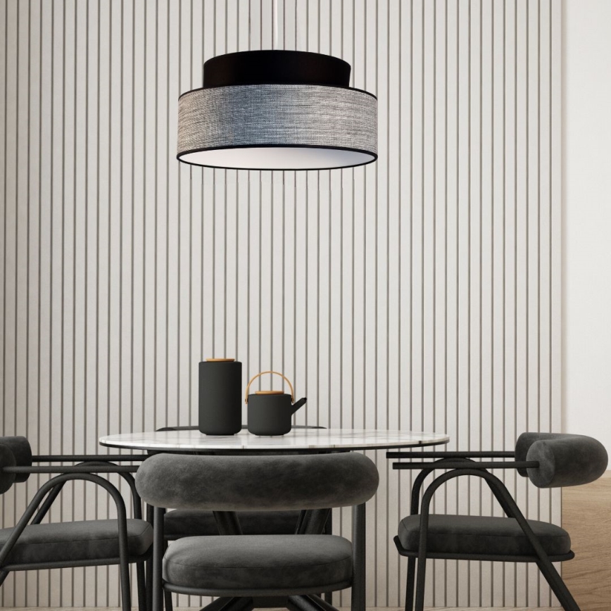 Luster na lanku GRACE 1xE27/60W/230V čierna/šedá