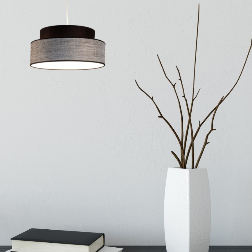 Luster na lanku GRACE 1xE27/60W/230V čierna/šedá