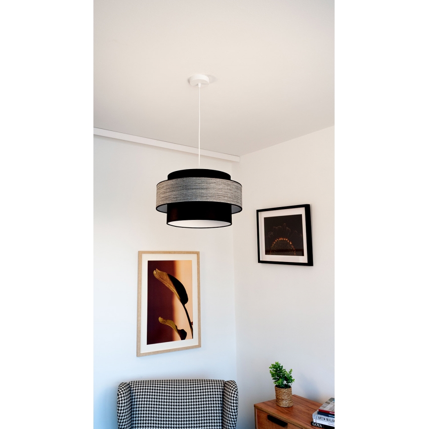 Luster na lanku GRACE 1xE27/60W/230V čierna/šedá