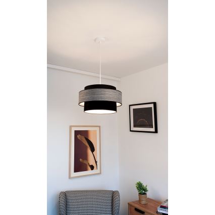Luster na lanku GRACE 1xE27/60W/230V čierna/šedá