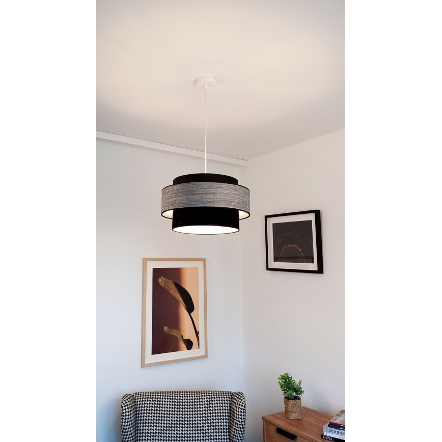 Luster na lanku GRACE 1xE27/60W/230V čierna/šedá