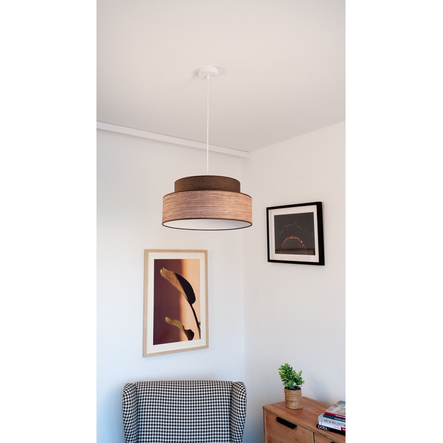 Luster na lanku GRACE 1xE27/60W/230V hnedá/béžová