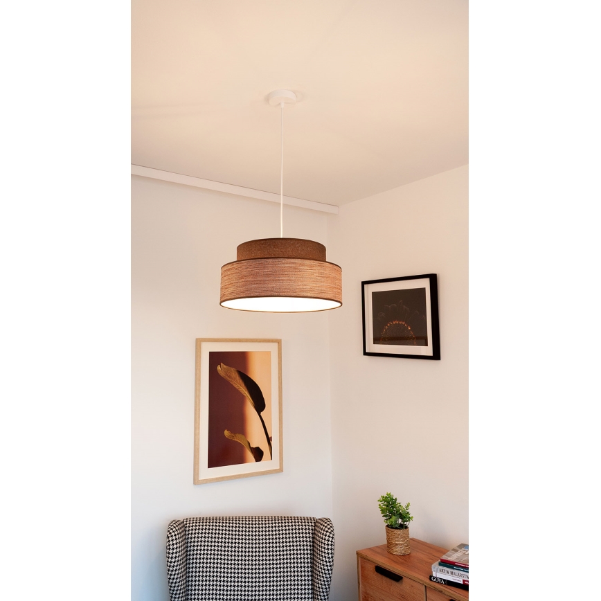 Luster na lanku GRACE 1xE27/60W/230V hnedá/béžová