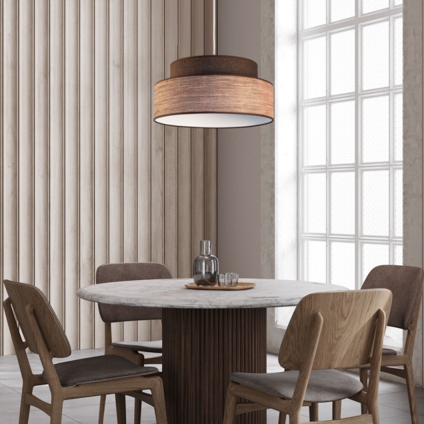 Luster na lanku GRACE 1xE27/60W/230V hnedá/béžová