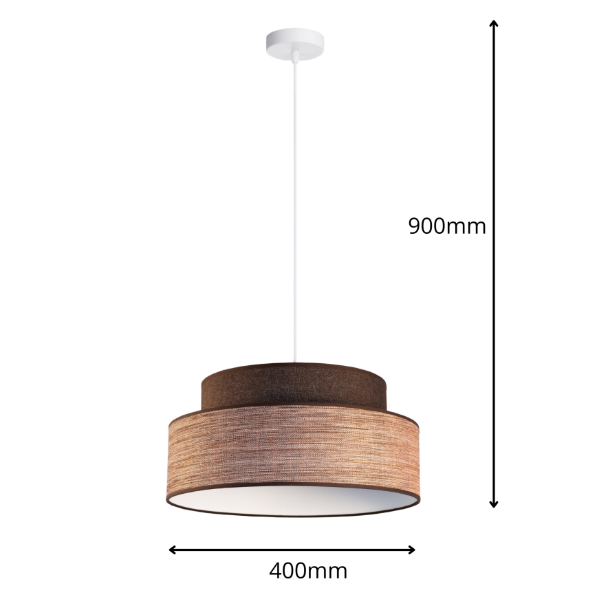 Luster na lanku GRACE 1xE27/60W/230V hnedá/béžová