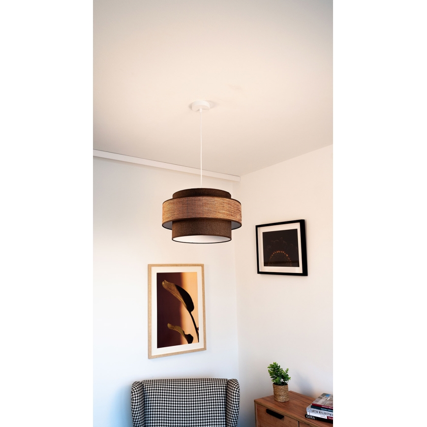 Luster na lanku GRACE 1xE27/60W/230V hnedá/béžová
