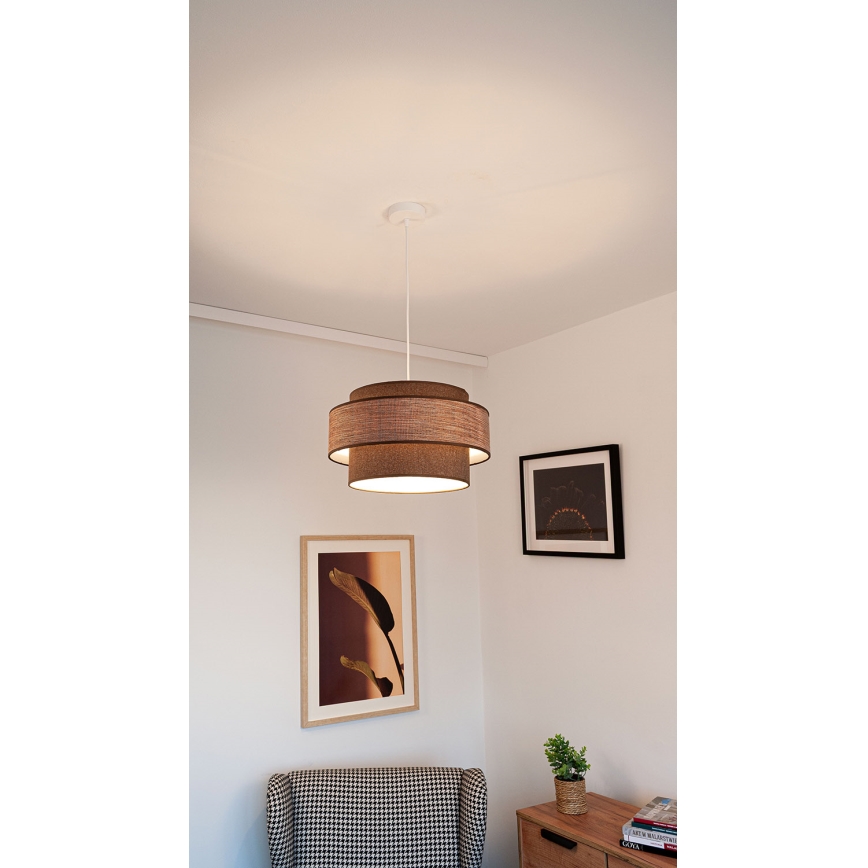 Luster na lanku GRACE 1xE27/60W/230V hnedá/béžová