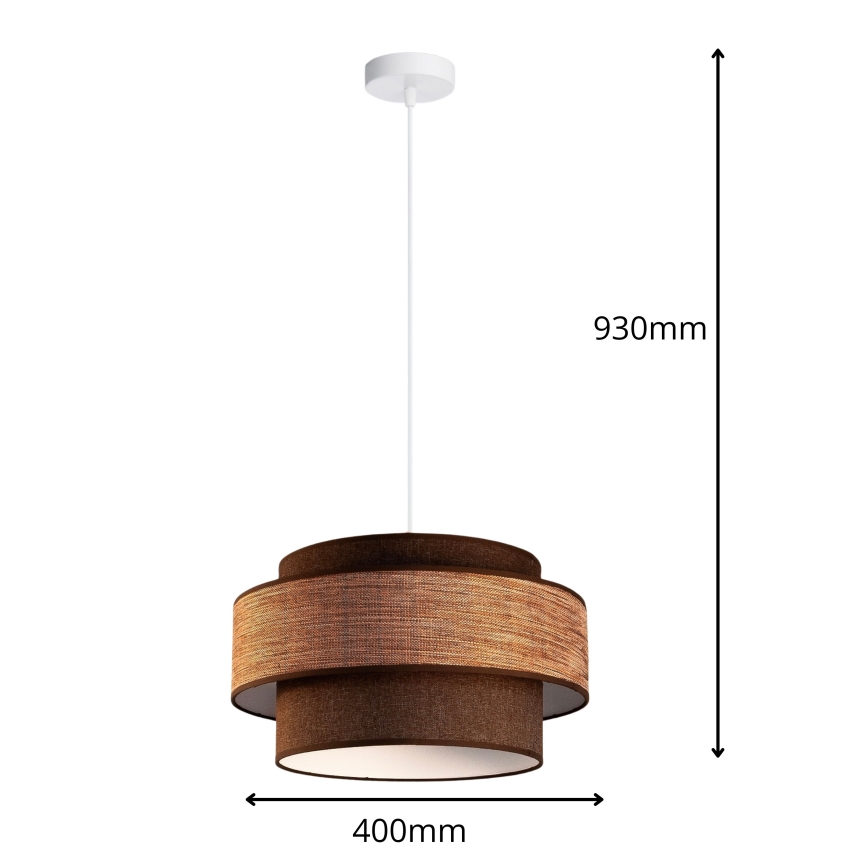 Luster na lanku GRACE 1xE27/60W/230V hnedá/béžová