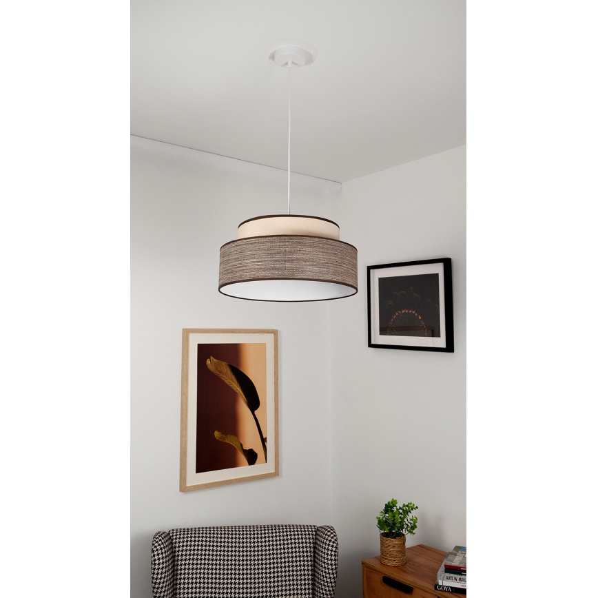 Luster na lanku GRACE 1xE27/60W/230V krémová/hnedá