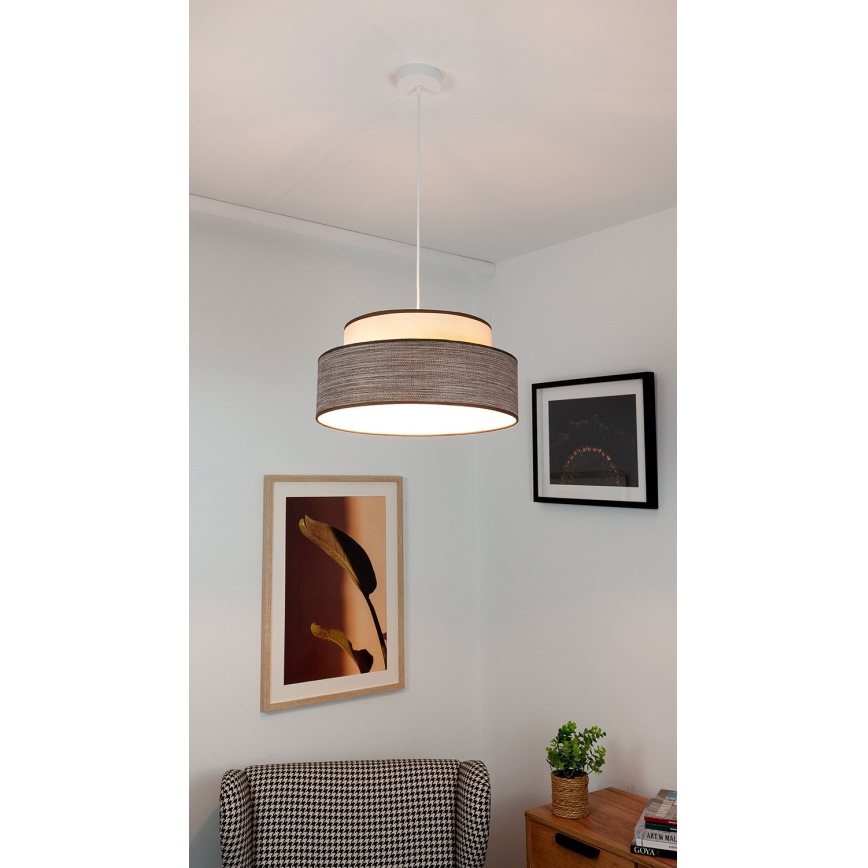Luster na lanku GRACE 1xE27/60W/230V krémová/hnedá