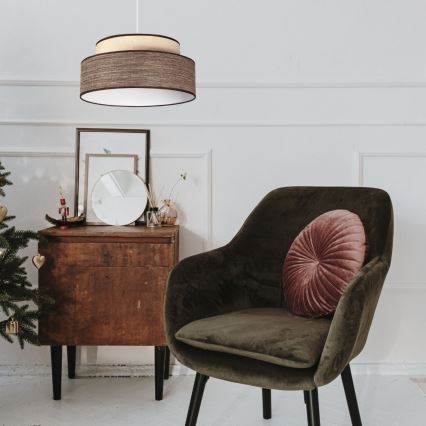 Luster na lanku GRACE 1xE27/60W/230V krémová/hnedá