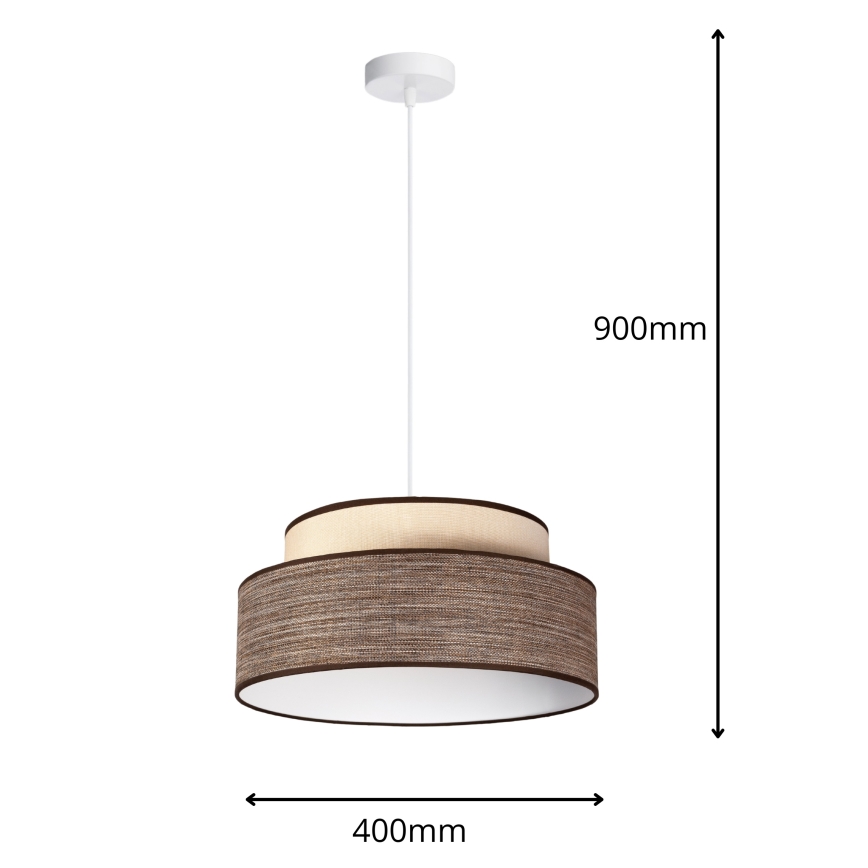 Luster na lanku GRACE 1xE27/60W/230V krémová/hnedá