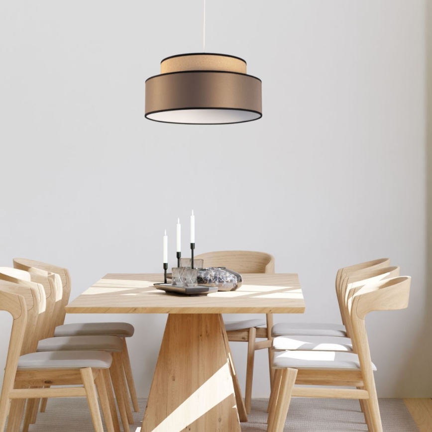 Luster na lanku GRACE 1xE27/60W/230V pr. 40 cm béžová/hnedá