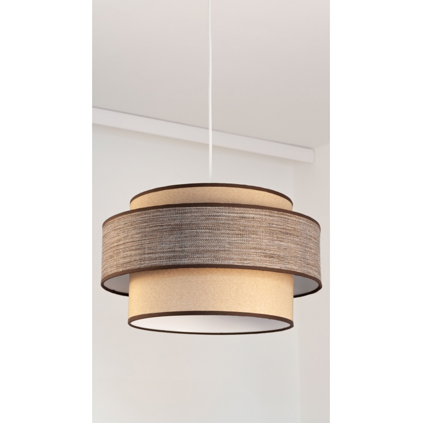 Luster na lanku GRACE 1xE27/60W/230V pr. 40 cm béžová/hnedá