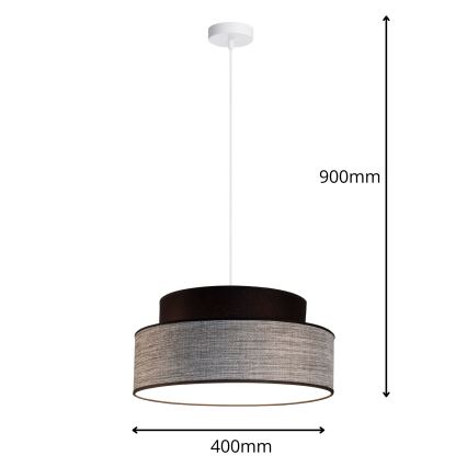 Luster na lanku GRACE 1xE27/60W/230V pr. 40 cm čierna/šedá