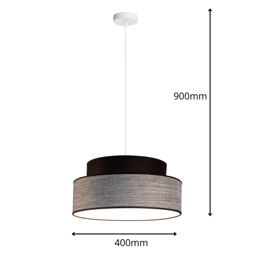 Luster na lanku GRACE 1xE27/60W/230V pr. 40 cm čierna/šedá