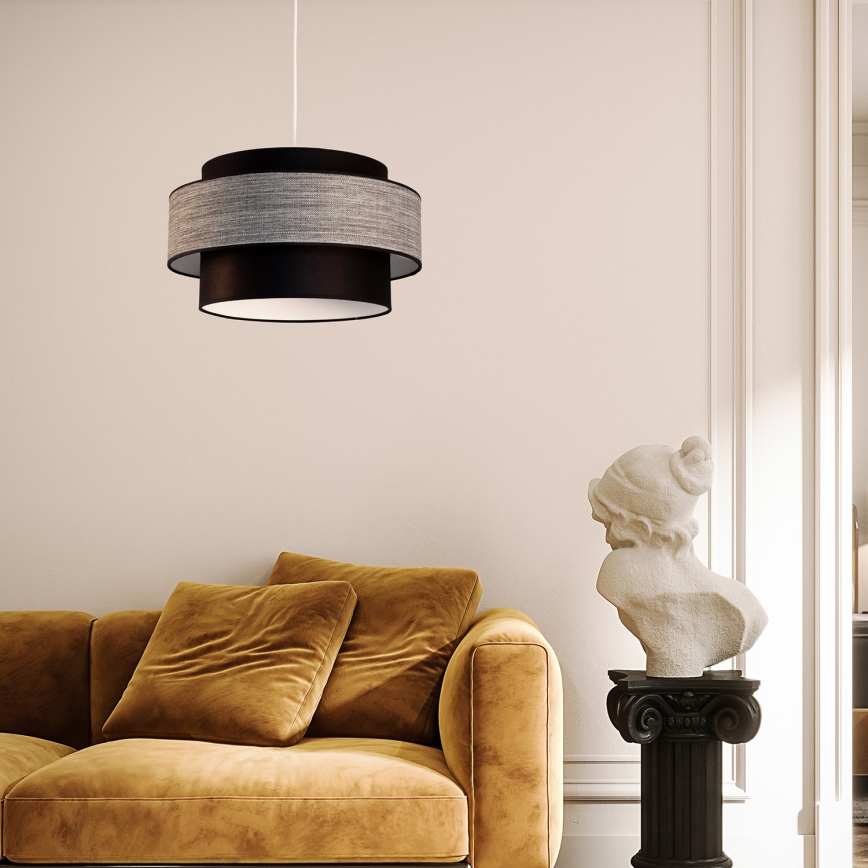 Luster na lanku GRACE 1xE27/60W/230V pr. 40 cm čierna/šedá