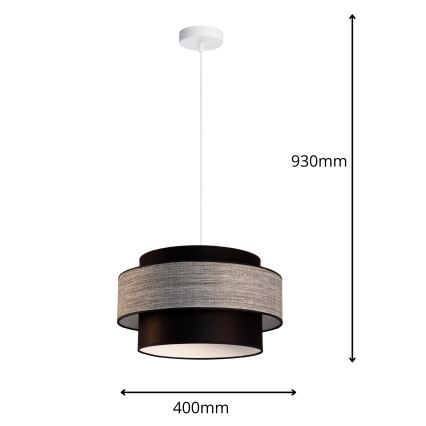 Luster na lanku GRACE 1xE27/60W/230V pr. 40 cm čierna/šedá