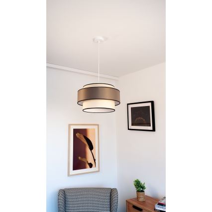 Luster na lanku GRACE 1xE27/60W/230V pr. 40 cm krémová/hnedá