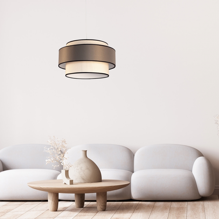 Luster na lanku GRACE 1xE27/60W/230V pr. 40 cm krémová/hnedá