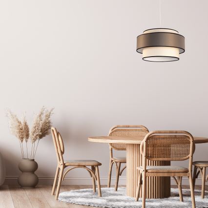 Luster na lanku GRACE 1xE27/60W/230V pr. 40 cm krémová/hnedá