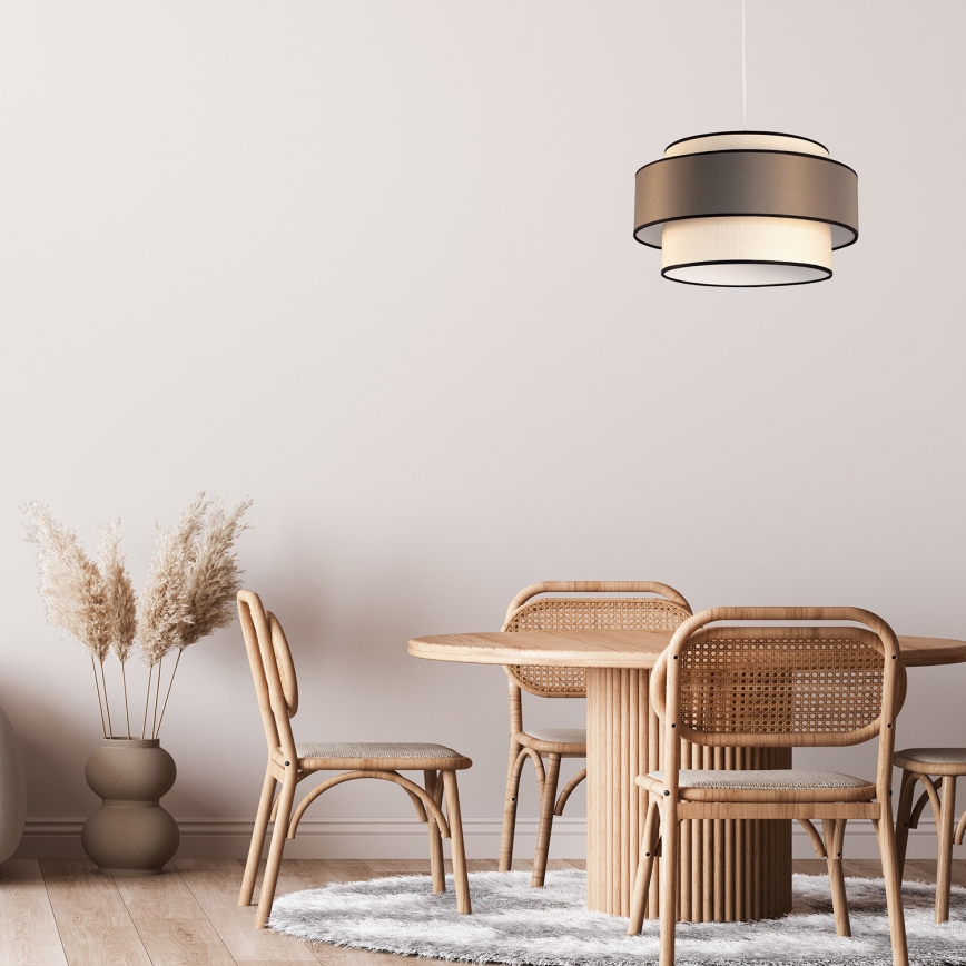 Luster na lanku GRACE 1xE27/60W/230V pr. 40 cm krémová/hnedá