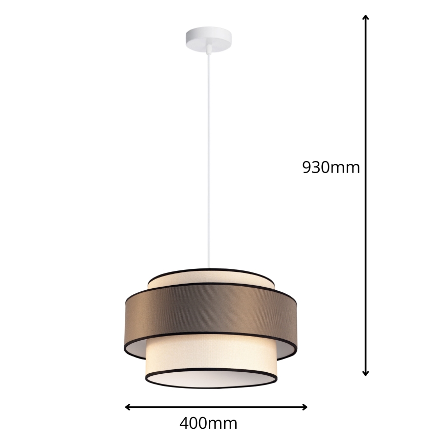 Luster na lanku GRACE 1xE27/60W/230V pr. 40 cm krémová/hnedá