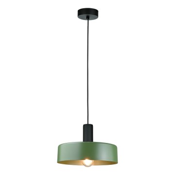 Luster na lanku HAKI 1xE27/60W/230V zelená/čierna