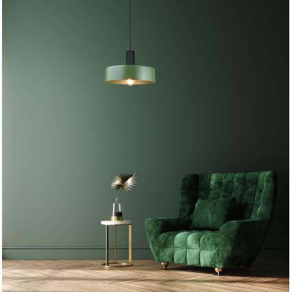 Luster na lanku HAKI 1xE27/60W/230V zelená/čierna