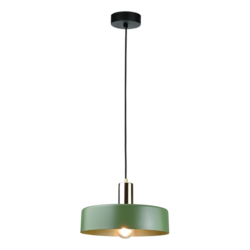 Luster na lanku HAKI 1xE27/60W/230V zelená/čierna/lesklý chróm