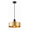 Luster na lanku HAKI 1xE27/60W/230V zlatá/čierna