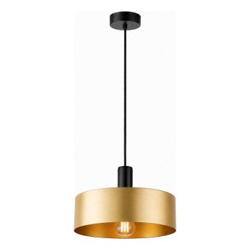 Luster na lanku HAKI 1xE27/60W/230V zlatá/čierna